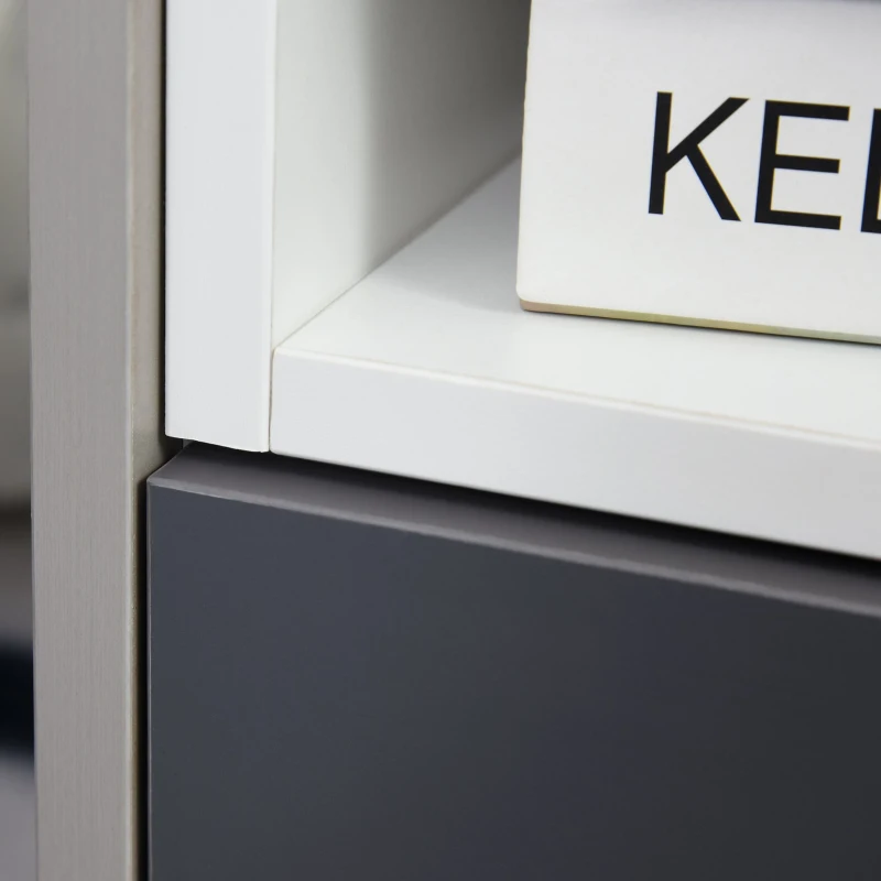 HOMCOM 2-Tier Bedside Table Storage Cabinet w/ Removable Shelf Metal Legs Drawer Versatile Storage Organiser Stand Study Bedroom Living Room