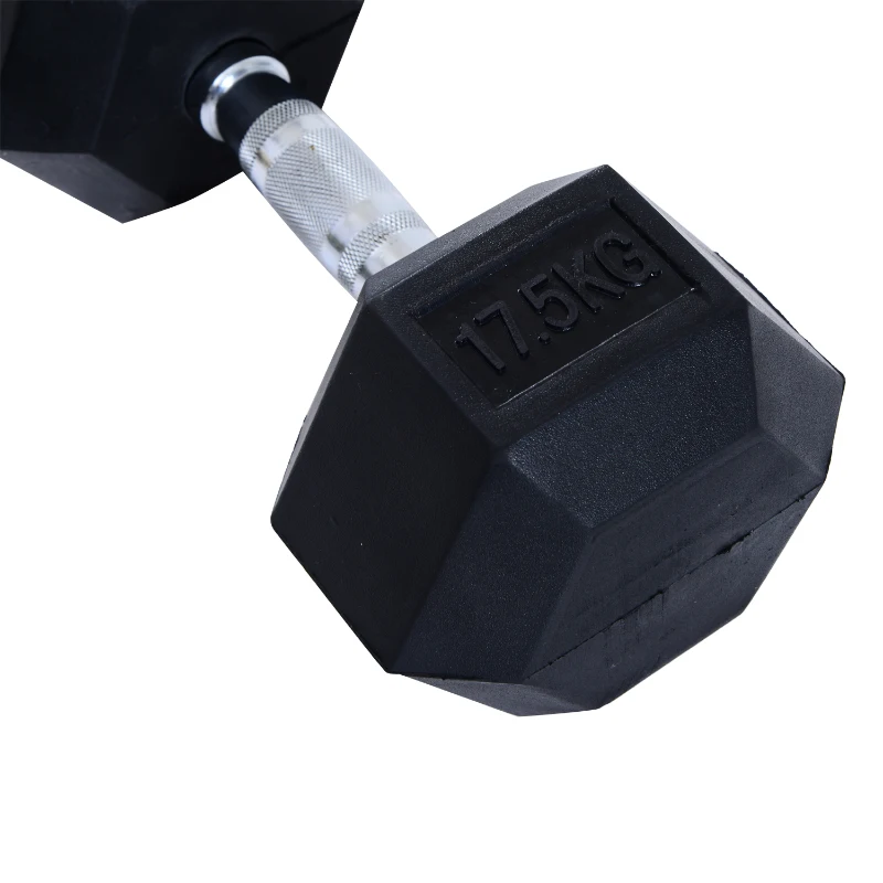 HOMCOM Rubber Hexagonal Dumbbell,1 pc x 17.5 kg