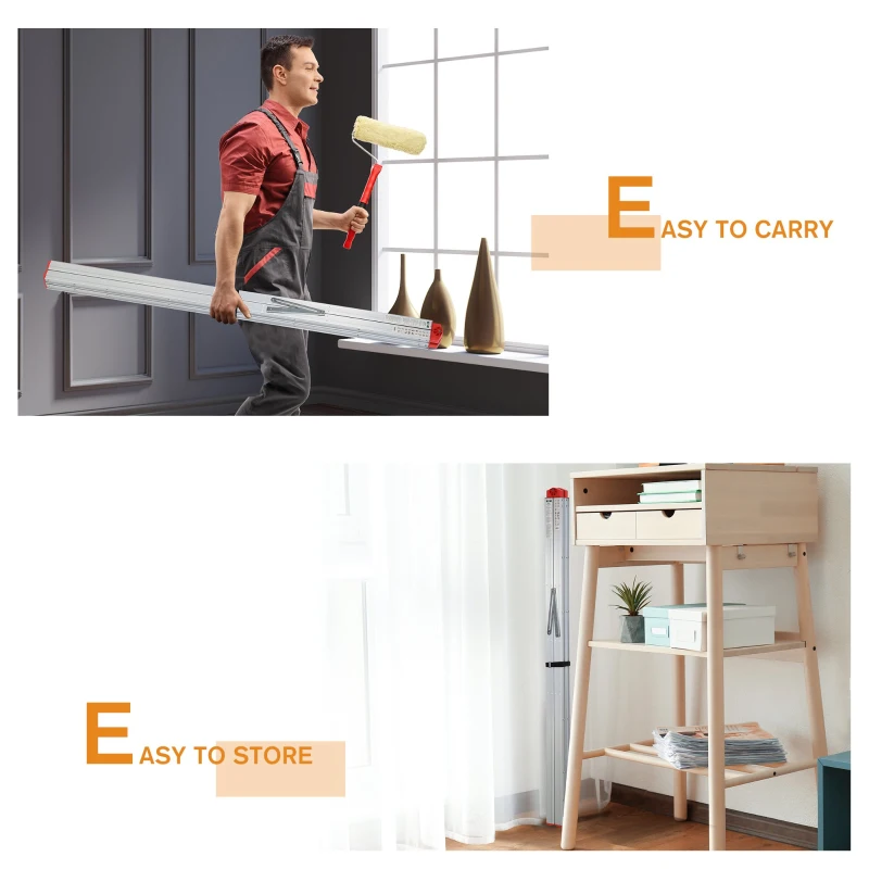 HOMCOM Folding Aluminum Alloy Ladder Step Stool with 4 Platform Plates Multi-Purpose, for Indoor and Outdoor 150kg, Silver