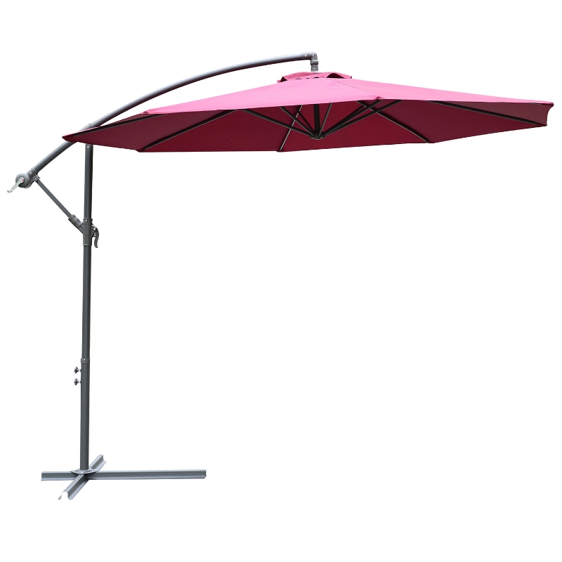 Outsunny 3m Water Resistant Terylene Hanging Parasol Wine Red