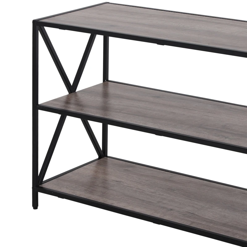 HOMCOM 3-Tier Compact TV Stand Media Unit Minimalistic Style Steel Frame Home Storage