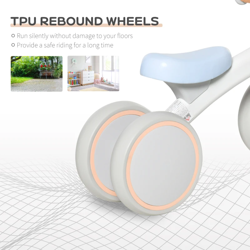 HOMCOM Baby Balance Bike Ride On Walker Push Bike Quick Release Kids Toddler First Bike Birthday Toy Gift for 1-3 Years Blue