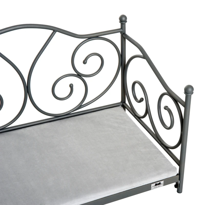PawHut Pet Bed W/Cushioned Seat, Metal Frame-Grey