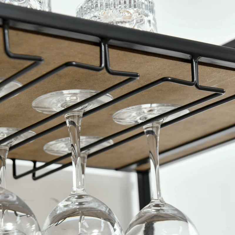 HOMCOM Wine Rack 30 Bottles Display Holder with Table Top & Glass Holders，Free Standing Storage Shelves for Kitchen, Pantry, Cellar, Bar (Dark Brown)