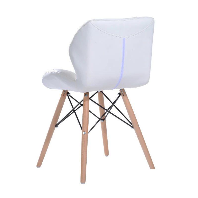 HOMCOM Padded Dining Chair W/Solid Wooden Legs, PU Leather-White