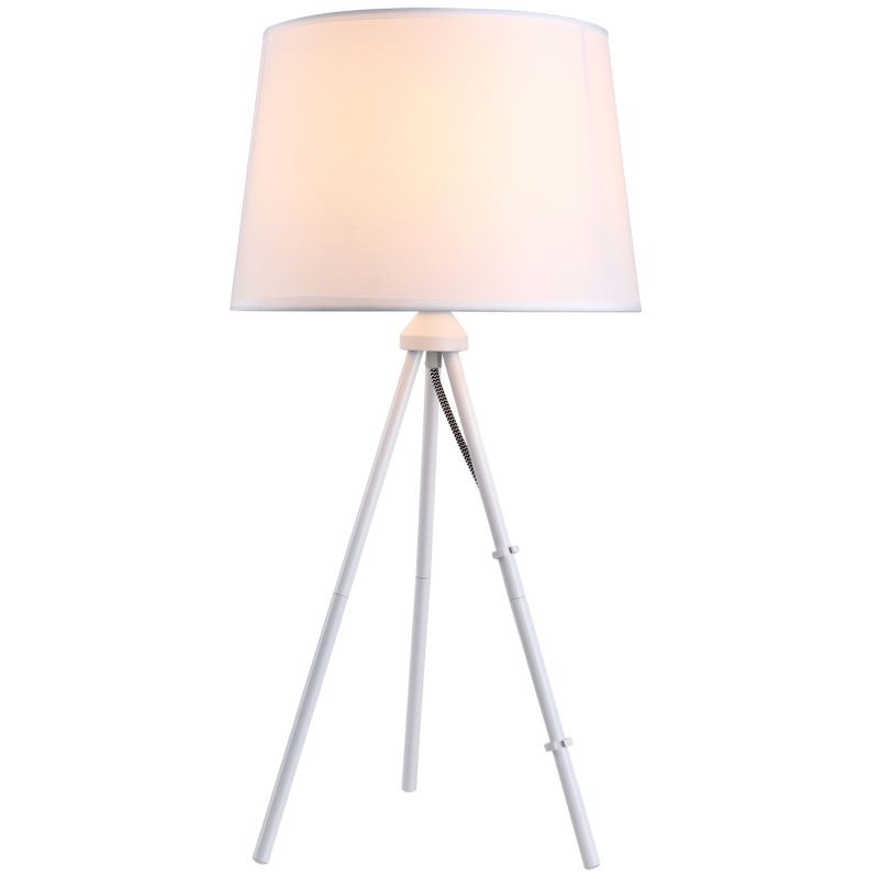 HOMCOM 40W Metal Tripod Table Lamp w/ Fabric Shade White