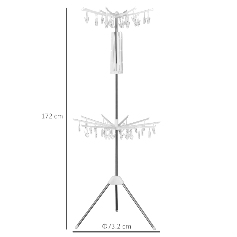 HOMCOM Stainless Steel 3-Tier Freestanding Laundry Airer White