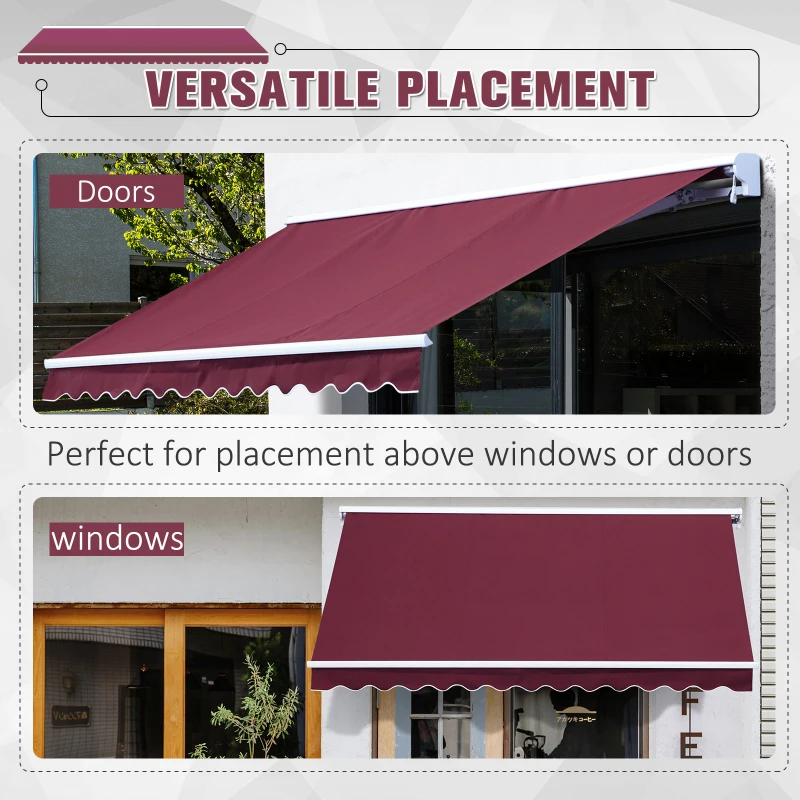 Outsunny 2.5 x 2m Garden Electric Motorised Manual Awning Door Outdoor Retractable Canopy Patio Shelter with LED Remote Control (Wine Red)