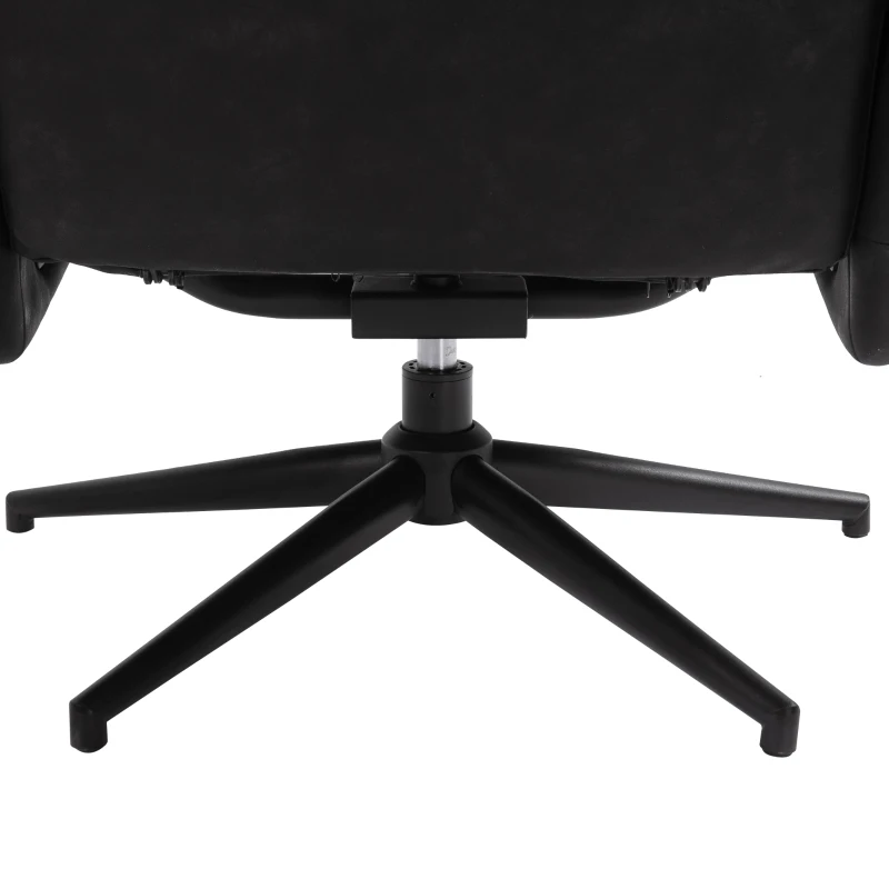 HOMCOM  Fabric Swivel Recliner Chair with footstool Metal Base Wood Armrest Black