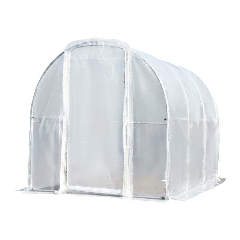 Outsunny Walk-in Polytunnel Greenhouse Garden Planting Shed Clear PE Cover 25mm Diameter Galvanised Steel Frame, 3L x 2W x 2Hm