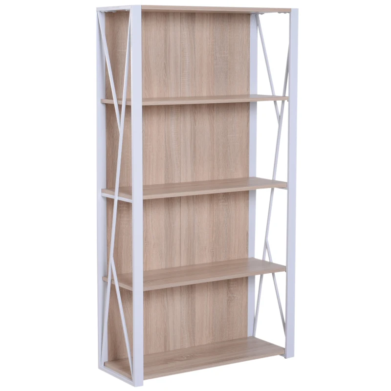 HOMCOM 4-Tier Bookshelf Wood Rack Bookcase