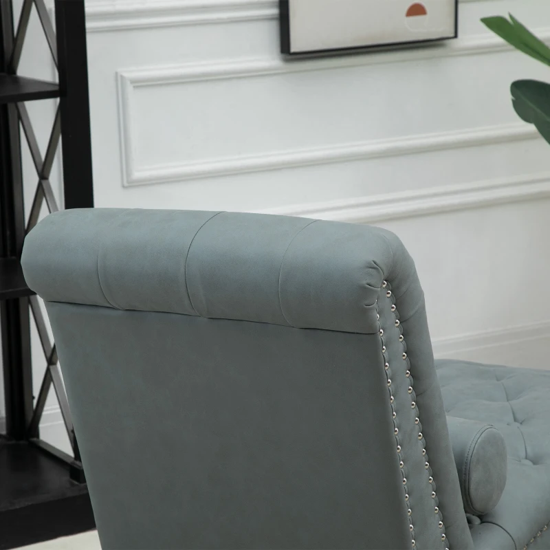 HOMCOM Tufted Chaise Longue Modern Recliner Upholstered Leisure Sofa Chair with Pillow for Living Room, Bedroom