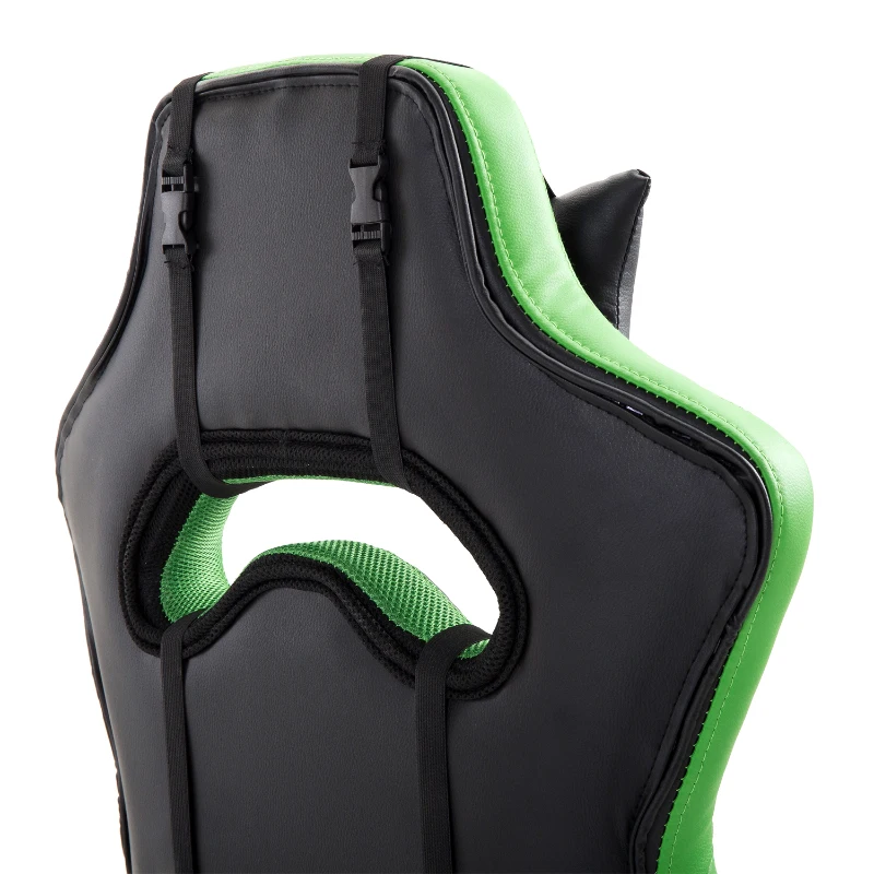 HOMCOM PU Leather Gaming Chair Racing Chair Office Swivel Recliner Ergonomic High Back Executive Seat w/ Pillow - Green
