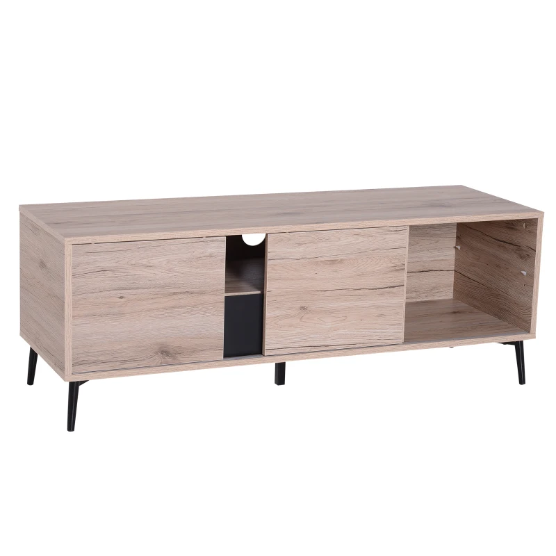 HOMCOM TV Unit, 120Wx40Dx44H cm, MDF, Particle Board-Oak Colour