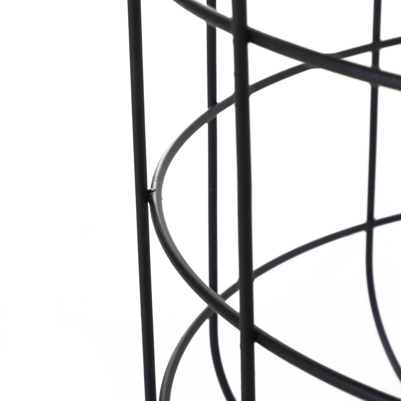 Outsunny Set of 2 Nesting Wire Coffee Side Tables Geometric Design Round for Storage Stacking Home Furniture Modern Decoration - Black