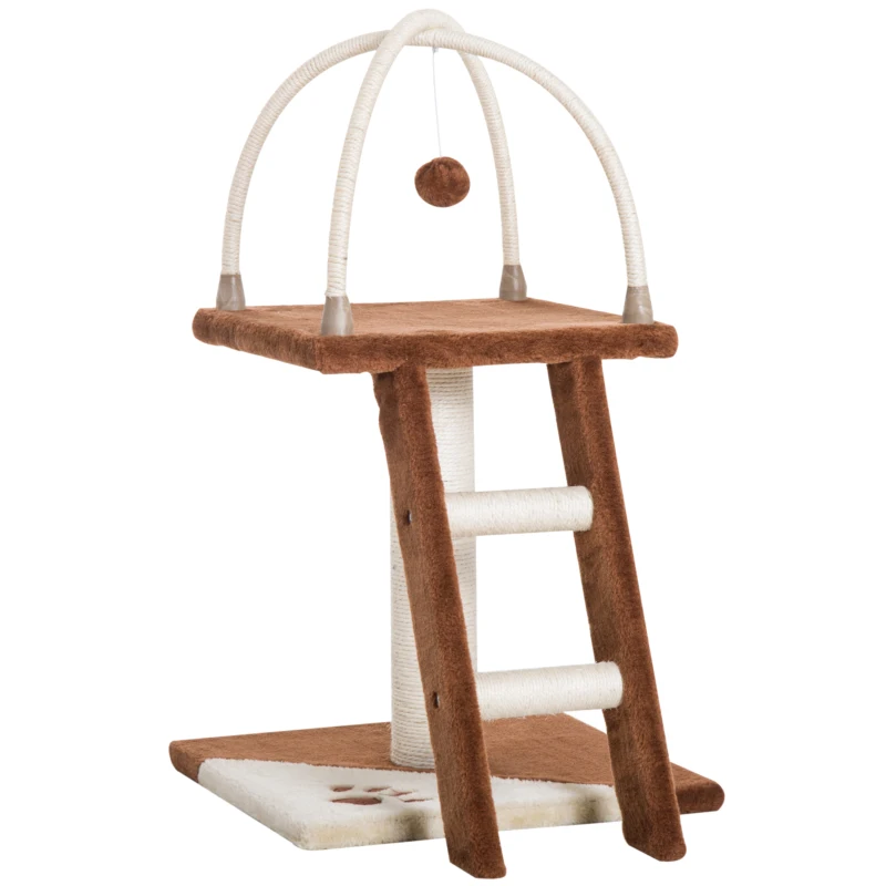 PawHut Cat Tree Activity Center, Plush-Brown