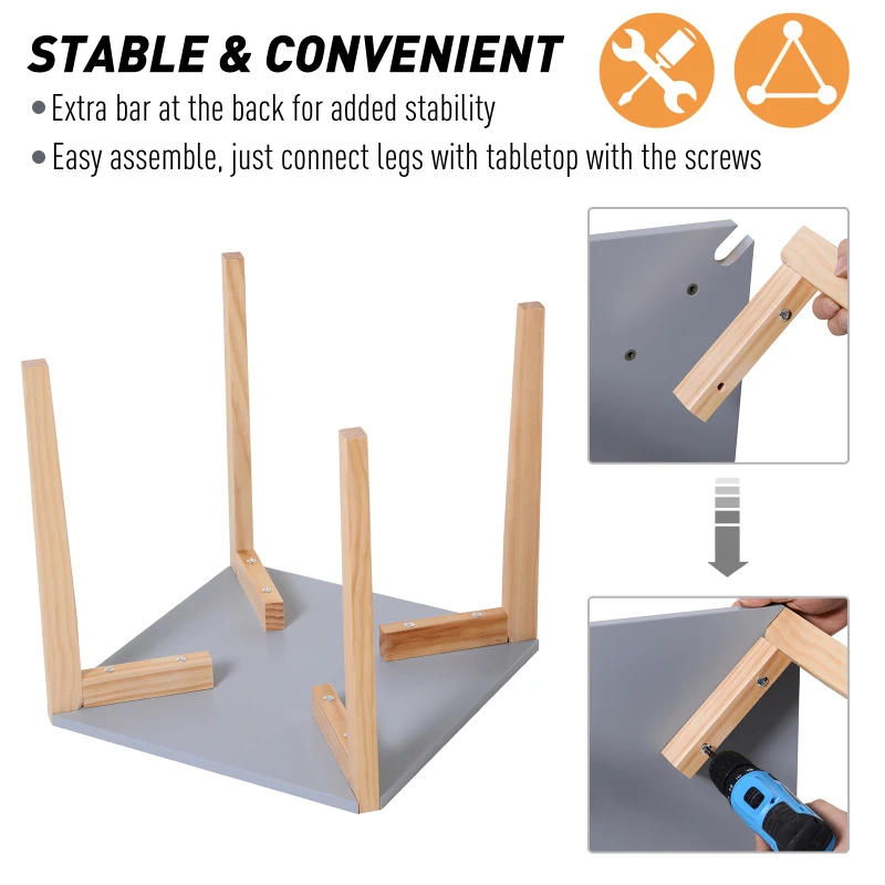 HOMCOM MDF Minimalistic Side Coffee Table Grey