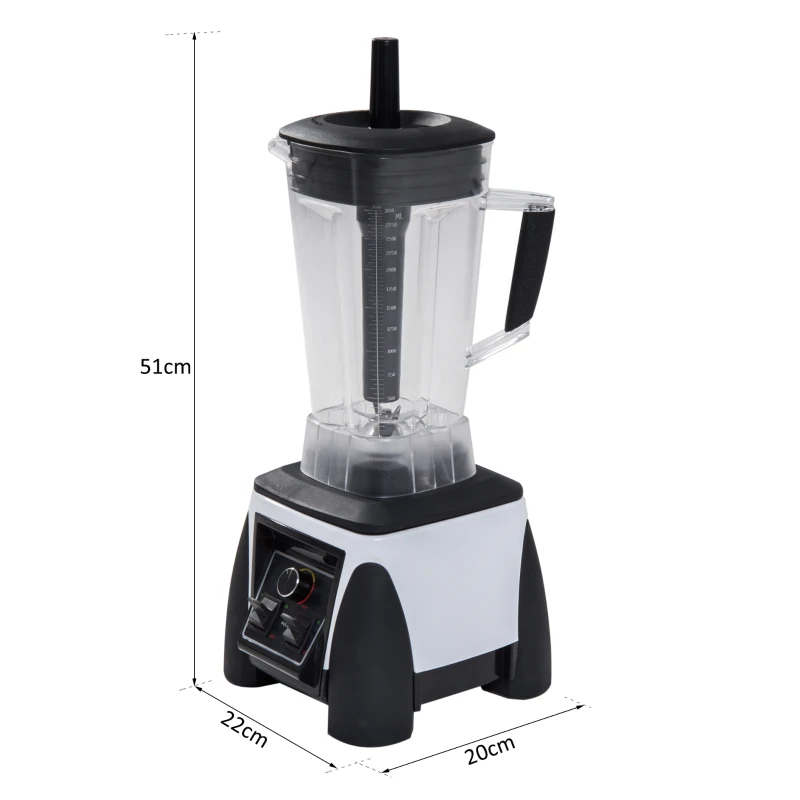 HOMCOM Commercial Blender Juice Smoothies Maker Powerful Food Processer with 3L Container Stainless Steel Blades BPA Free 1800W