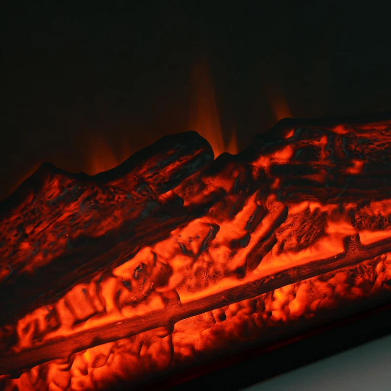 HOMCOM Electric Fireplace Wood Mantel Realistic Flame Freestanding Space Heater w/ Remote Control 2000W White