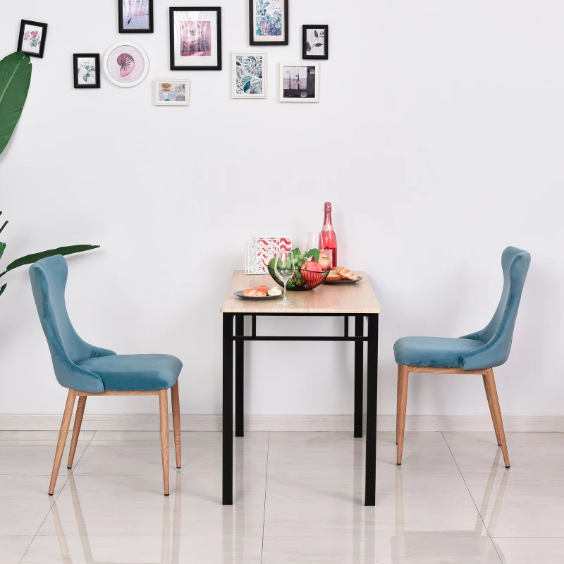 HOMCOM Polyester Upholstered Set-of-2 Dining Chairs Blue