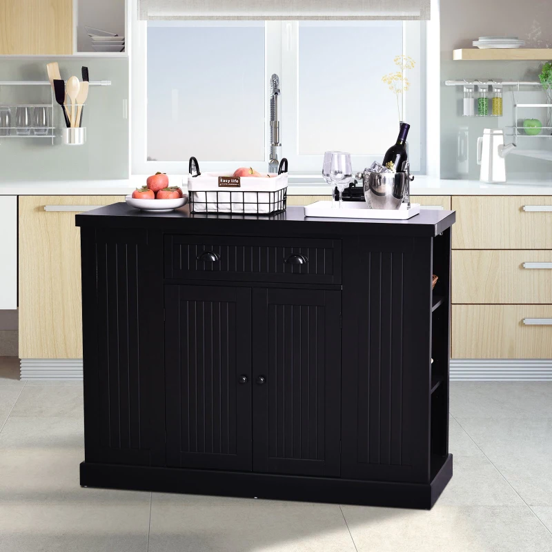 HOMCOM Wooden Multifunction Island Storage Cabinet Black