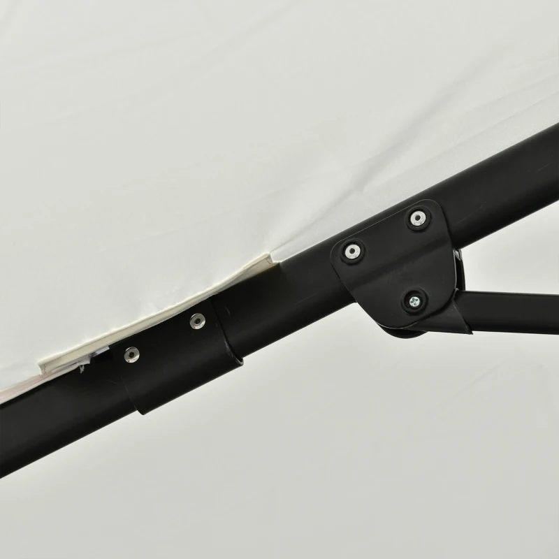 Outsunny 2.7 x 2.7 m Cantilever Parasol, Square Overhanging Umbrella with Cross Base, Crank Handle, Tilt, 360° Rotation and Aluminium Frame, Cream White