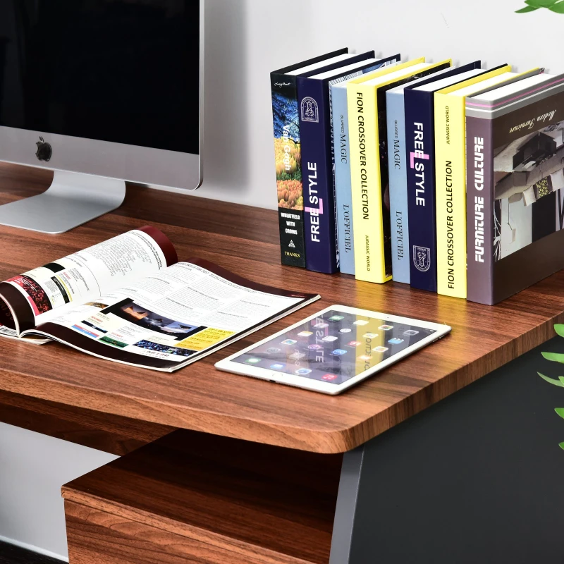 HOMCOM Computer Desk w/ Drawers for Home Living Room Study Office Walnut