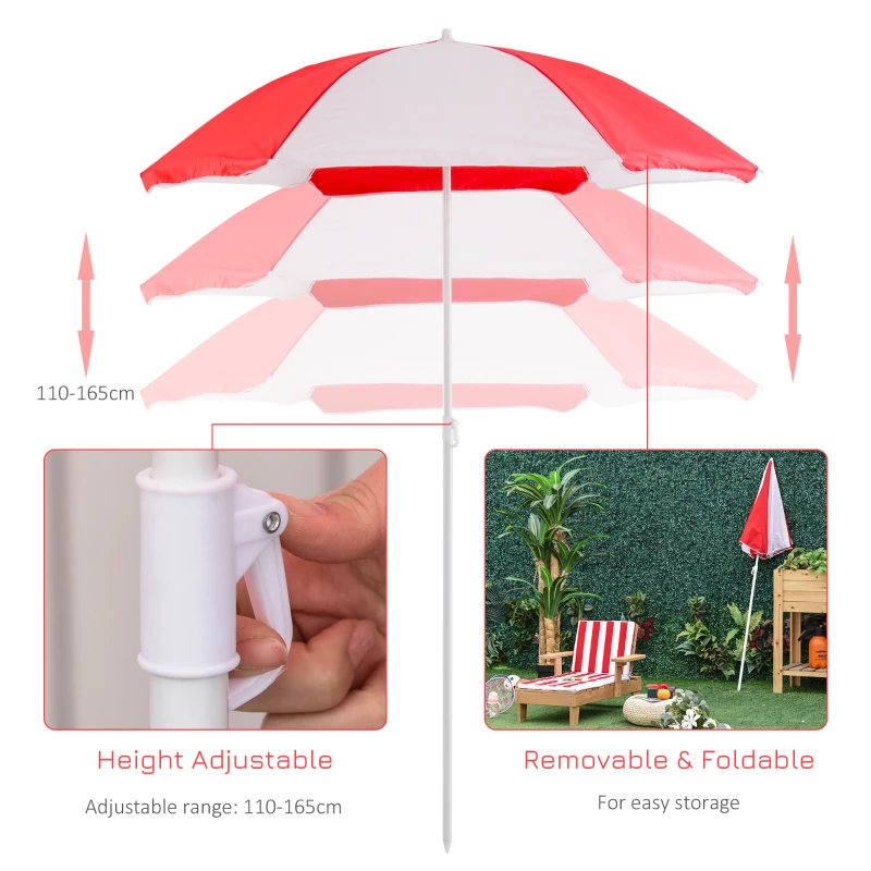 Outsunny Wooden Kids Sun Lounger with Foldable Adjustable Parasol Cushion Outdoor Patio Garden Furniture Red 90 x 59 x 53cm