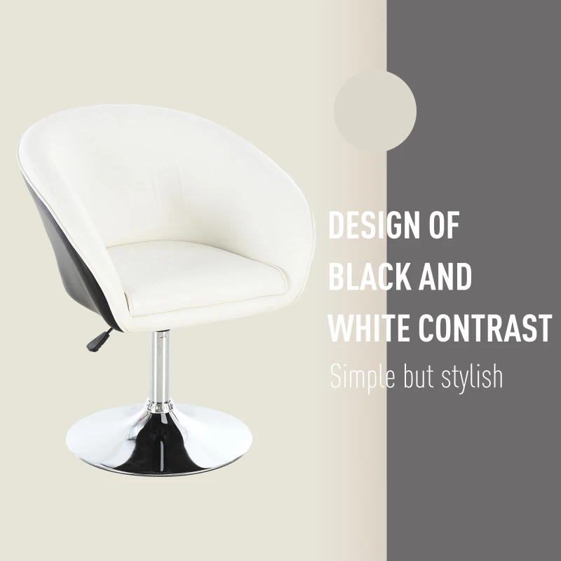 HOMCOM PU Leather Upholstered Twin-Pair Tub Bar Stools White