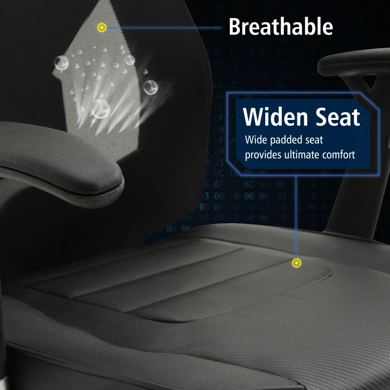 Vinsetto High Back Gaming Chair, PU Leather, Mesh-Black