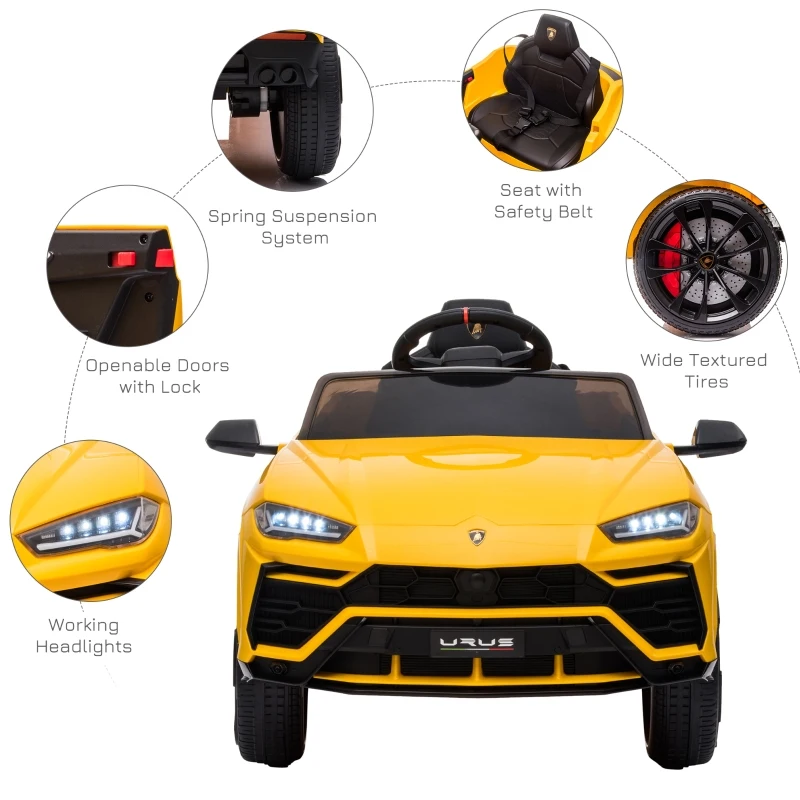 HOMCOM Kids Electric Ride On Car 12V Lamborghini Urus Car Toy w/ Remote Control