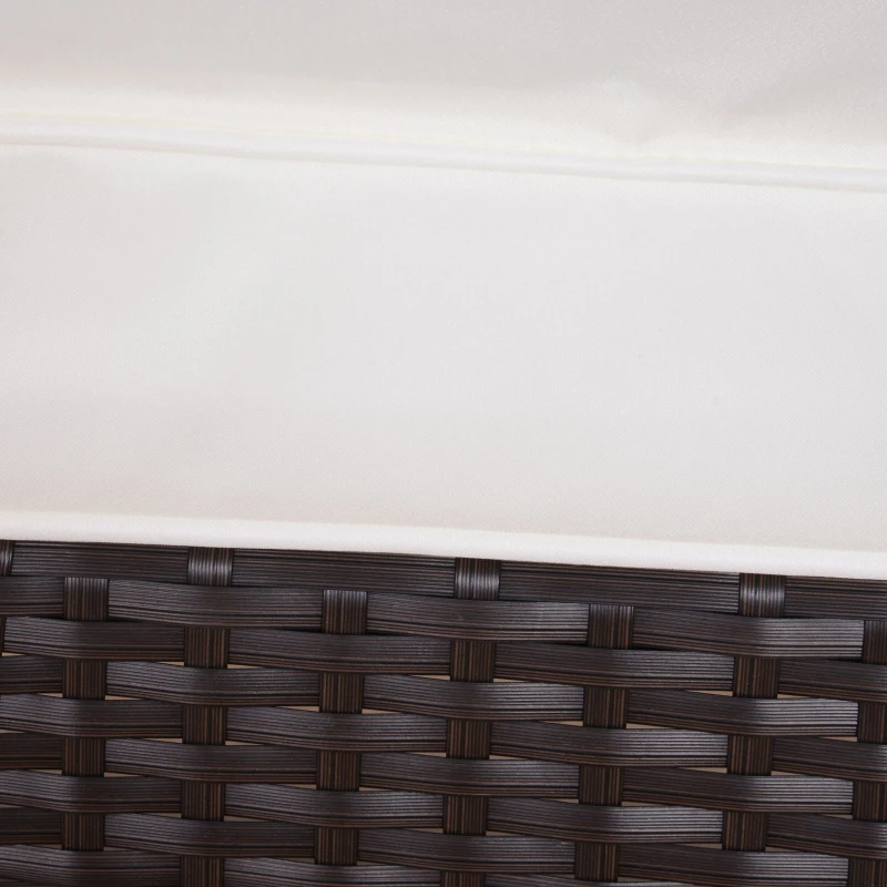 Outsunny 3 Pieces Rattan Bistro Set, Wicker Garden Furniture Set with Aluminium Frame, Cover, Glass Top Coffee Table, Chairs and Cushions for Outdoor, Patio, Balcony, Cream White