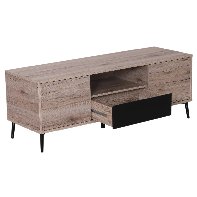 HOMCOM TV Unit, 120Wx40Dx44H cm, MDF, Particle Board-Oak Colour