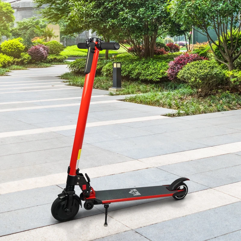 HOMCOM Aluminium Alloy Electric Scooter Bike Speed Adjustable for Adults w/ Light Red