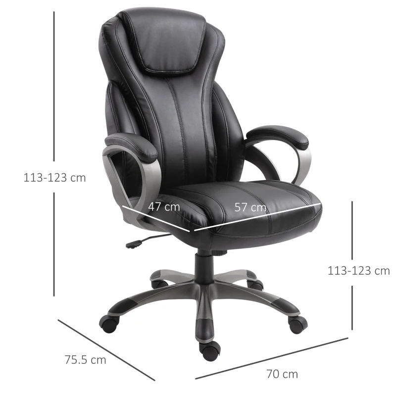 Vinsetto Executive Office Chair Faux Leather High-Back Swivel Home Computer Desk Chair for Adult with Arm, Wheels, Black