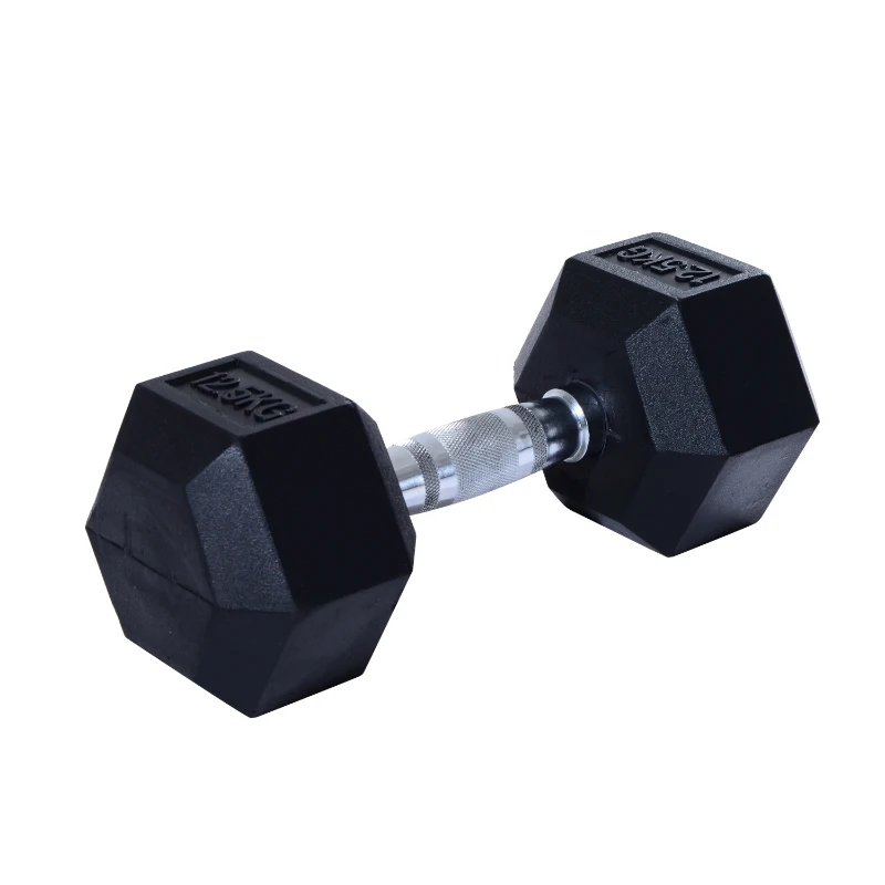 HOMCOM Rubber Dumbbell Weights Body Power Hex Home Gym Exercise Workout Fitness Training Lifting (12.5kg) Sold As Single