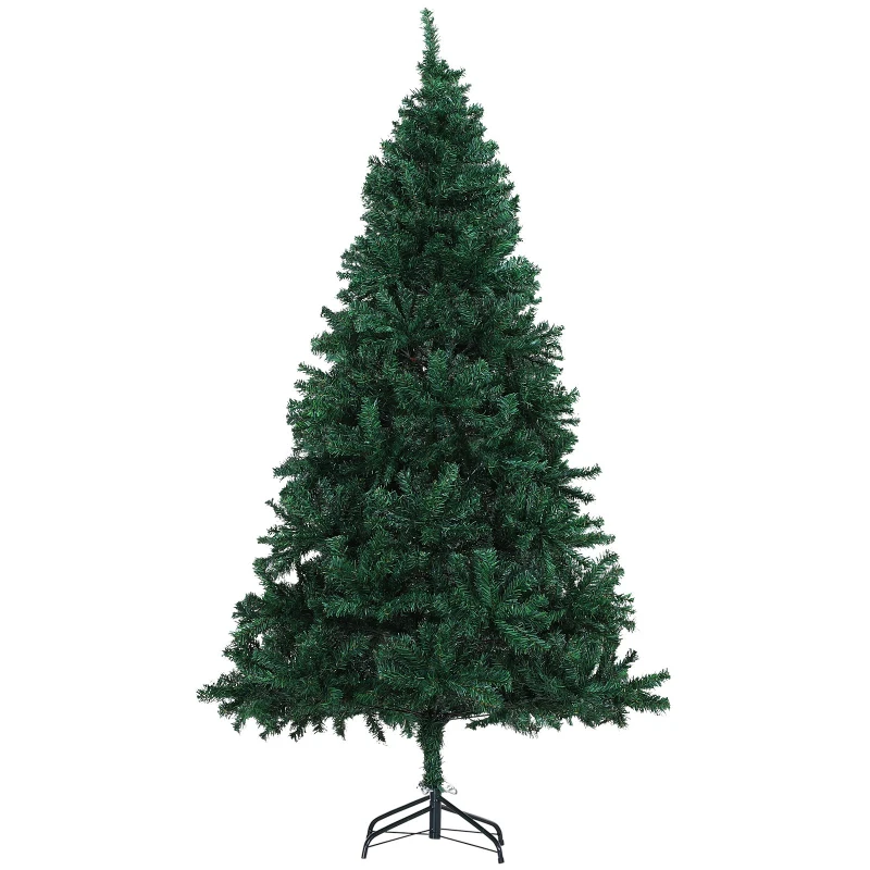 HOMCOM 6FT Artificial Christmas Tree Plain Spruce with 1000 PVC Tips Metal Base Stand