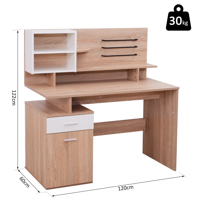 Vinsetto Computer Desk, 120Lx60Wx122H cm, Particle board-Oak/White Colour