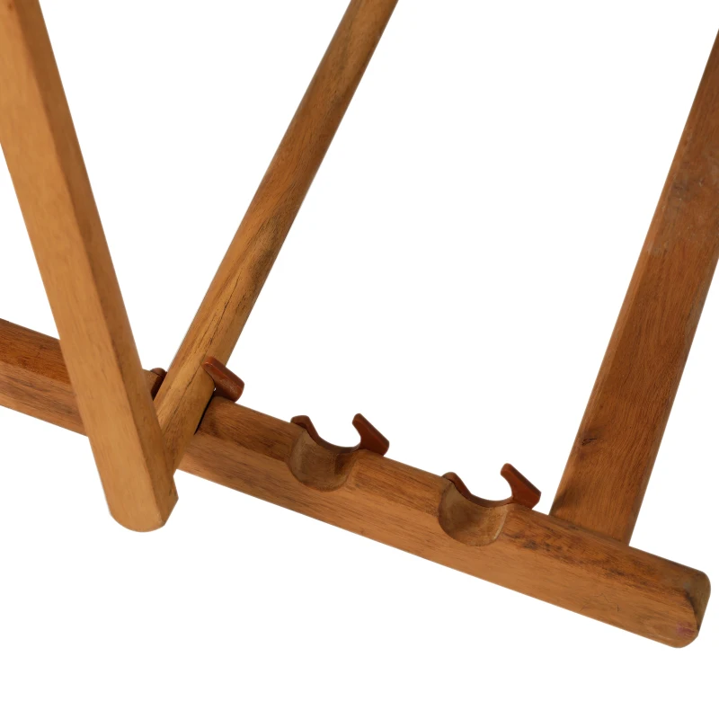 Outsunny Outdoor Garden Wood Frame Folding Deck Chair with Canopy + Footrest Set Adjustable Backrest