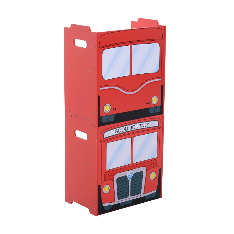 HOMCOM Kids Mutifunctional Wooden Bus-Red