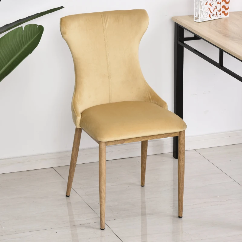 HOMCOM Polyester Upholstered Set-of-2 Dining Chairs Cream