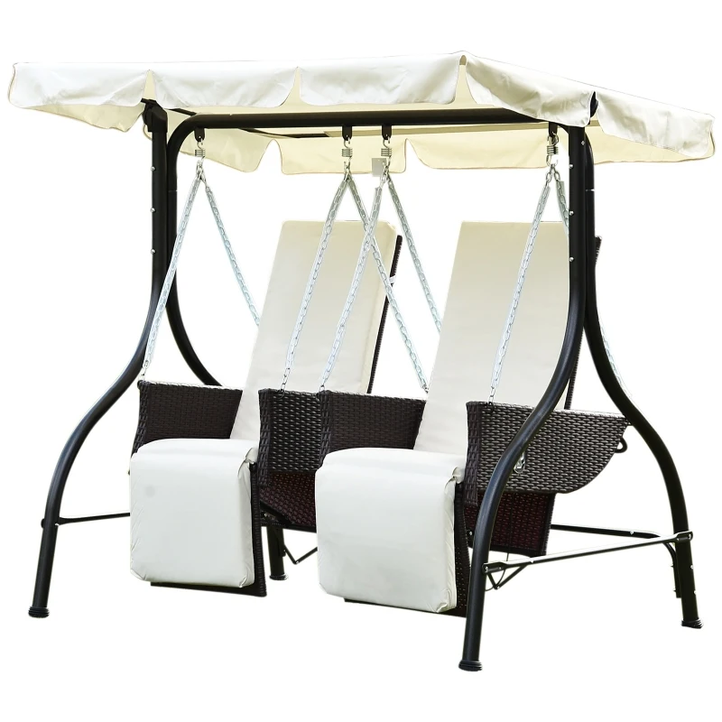 Outsunny Garden Swing 2-Seater Bench Chair-Brown