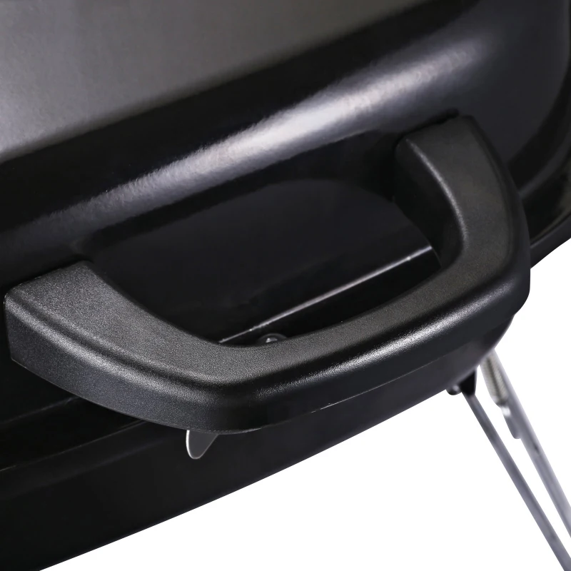 Outsunny Portable Charcoal BBQ Steel Iron Grill w/ Grid Black