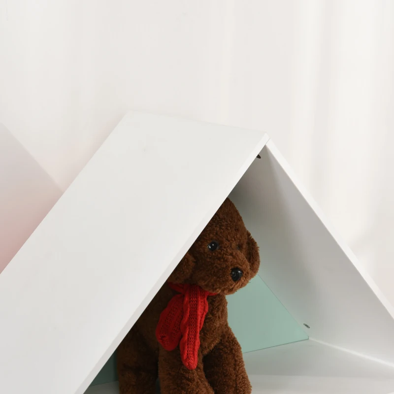 HOMCOM Kids House-Designed Bookshelf, with Drawer – Blue & White