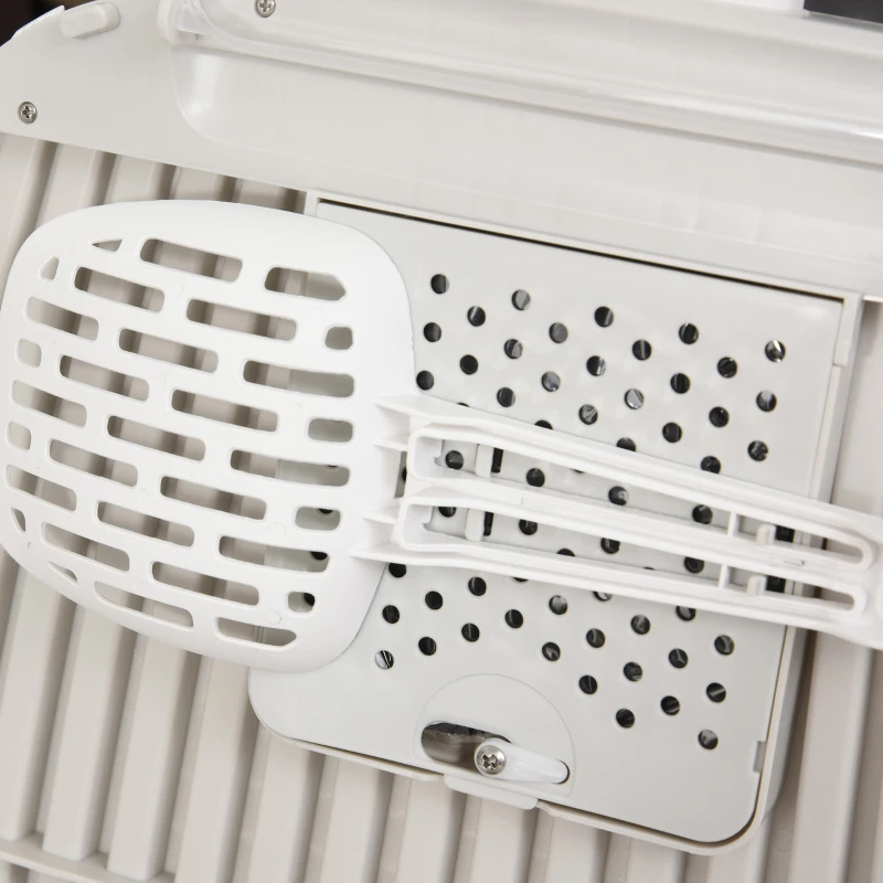 PawHut Cats Enclosed Plastic Litter Box w/ Scoop White