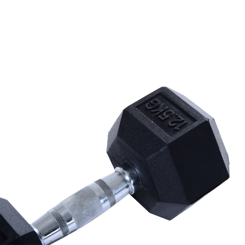 HOMCOM Rubber Dumbbell Weights Body Power Hex Home Gym Exercise Workout Fitness Training Lifting (12.5kg) Sold As Single