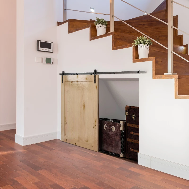 HOMCOM 180cm Sliding Track Steel Barn Wood Door Hardware Kit Cabinet Closet Hanger