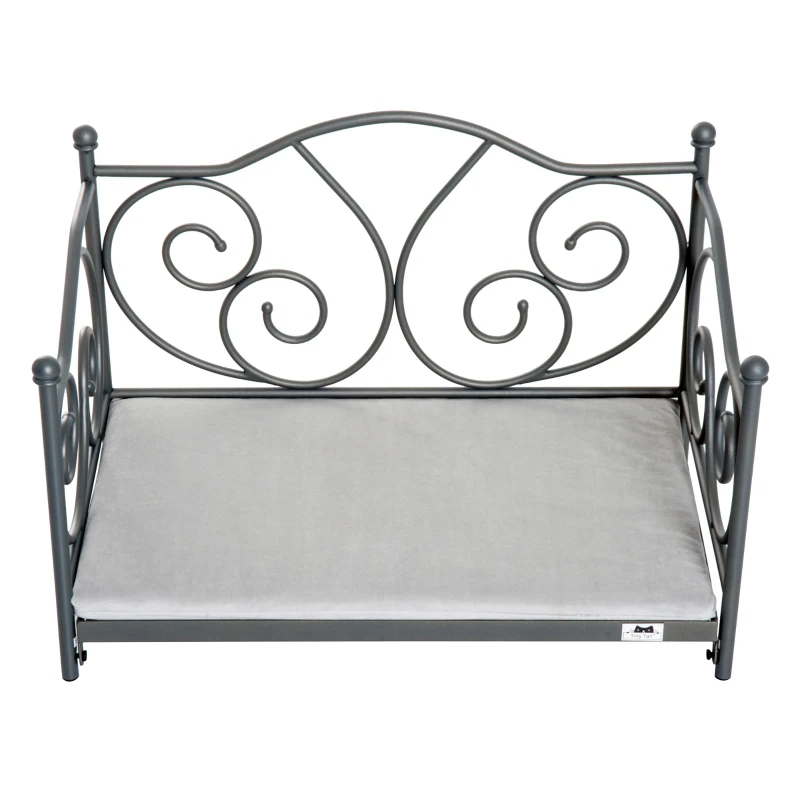 PawHut Pet Bed W/Cushioned Seat, Metal Frame-Grey