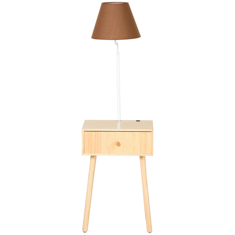HOMCOM Rubber Wood USB Port Drawer w/ Lamp