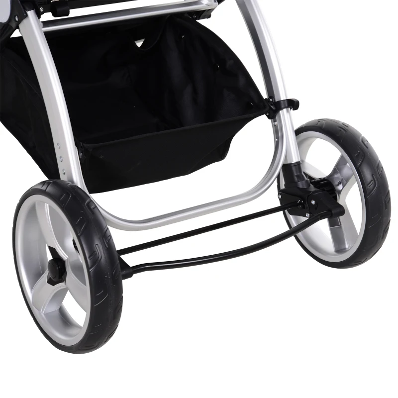 HOMCOM 3-in-1 Travel System Lightweight Versatile Stroller Easy Infant Car Seat Transfer Storage Basket Travel Stroller Deep Grey